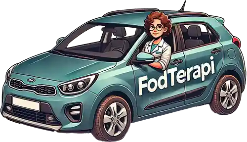 Illustration af fodterapeut LisetteWager som kommer kørende i sin bil